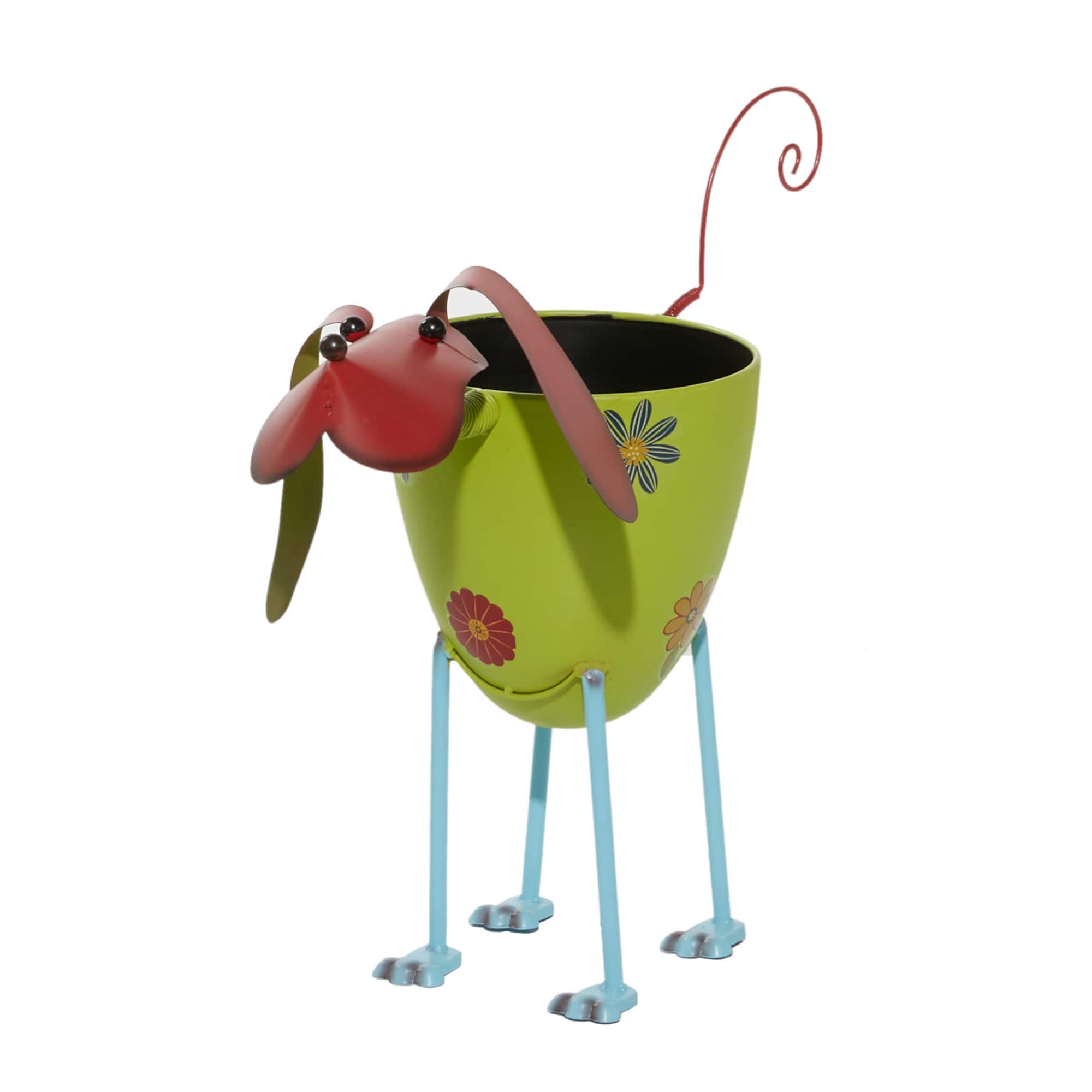 19" Green Iron Farmhouse Dog Planter